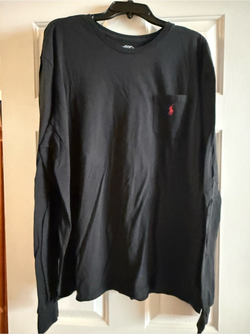 Polo by Ralph Lauren Black Long-Sleeve Pocket Tee with Red Pony